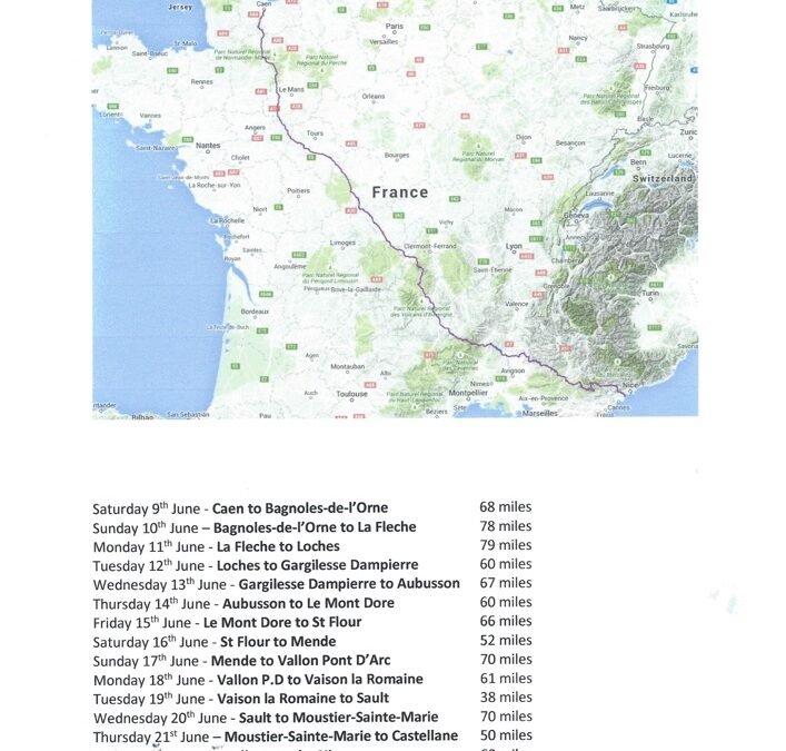 And the next adventure is – France end to end.