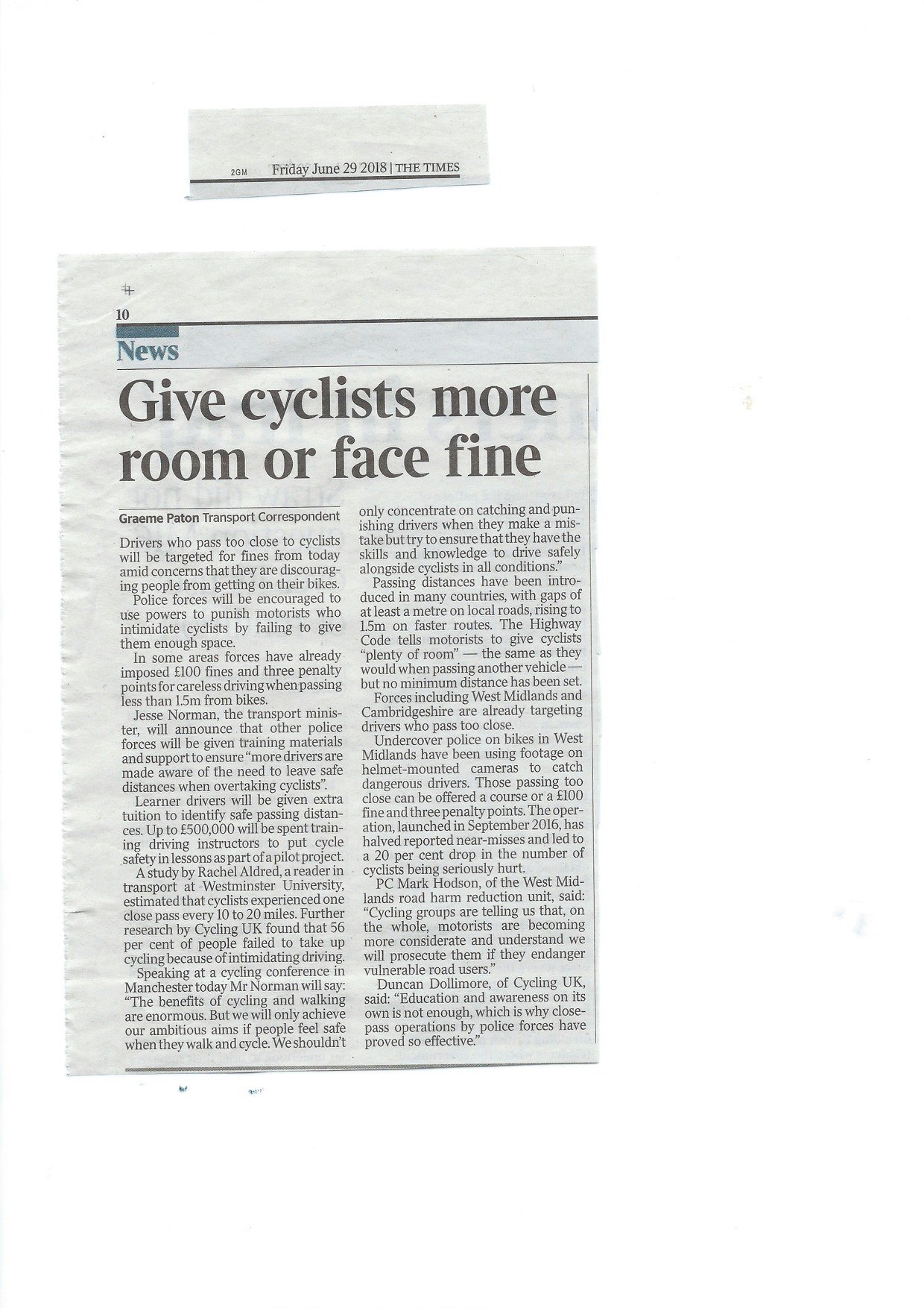 Times Cyclists 29 June