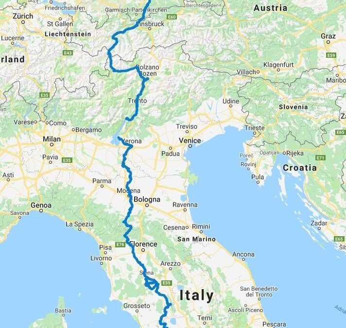 Munich to Rome – 6 days to go.